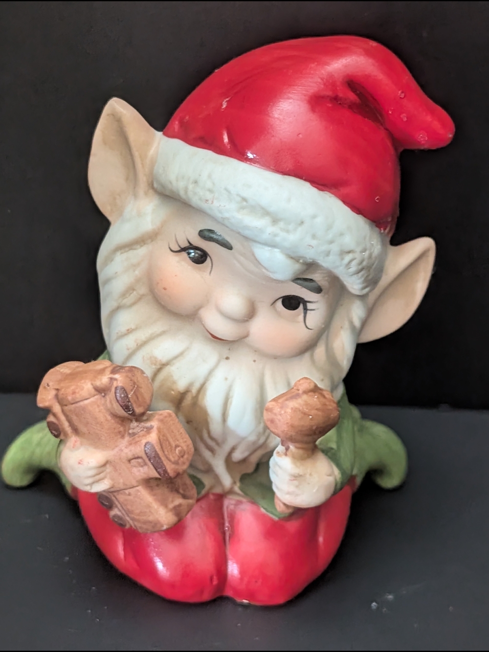 Homco Red and Green Cheerful Elf Figurine